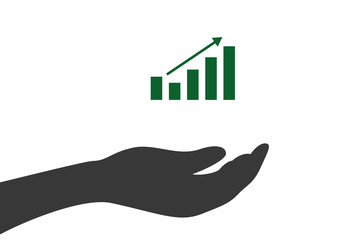 Poster - Hand hält Balkendiagramm mit Pfeil - Finanzen