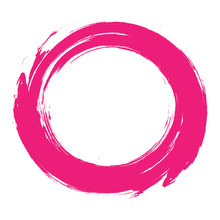 Vector Illustration. A Circle Drawn With A Brush, Pink Brush Strokes