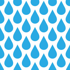 Wall Mural - Blue rain drop seamless pattern background. Water and bad weather theme. Vector illustration.