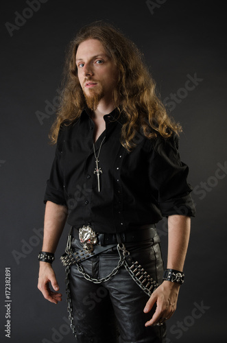 Cocky Metalhead With Long Hair Buy This Stock Photo And Explore