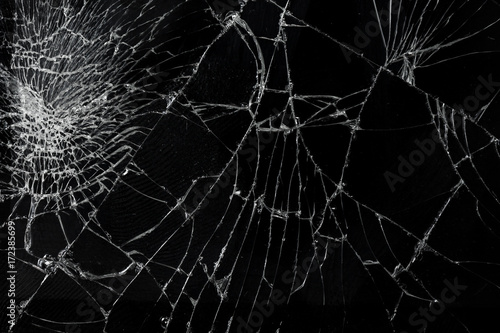 Fotomural Top view cracked broken mobile screen glass texture background.