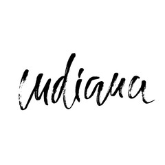 Wall Mural - Indiana. Modern dry brush lettering. Retro typography print. Vector handwritten inscription. USA state.