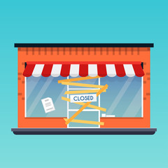 Wall Mural - Store shop is closed/bankrupt. Flat design modern vector business concept.