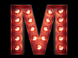 Wall Mural - Light bulb alphabet character M font