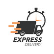 Express delivery icon concept. Truck with stop watch icon for service, order, fast, free and worldwide shipping. Modern design.