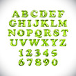 © 7razer - English alphabet and numerals from green balloons on a white background. holidays and education