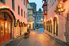 Rothenburg Ob Der Tauber Is One Of The Most Beautiful And Romantic Villages In Europe, Franconia Region Of Bavaria, Germany.