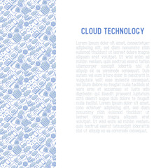 Wall Mural - cloud computing technology concept with thin line icons related to hosting, server storage, cloud ma