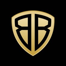 Initial Letters Logo Bb Gold Monogram Shield Shape Vector