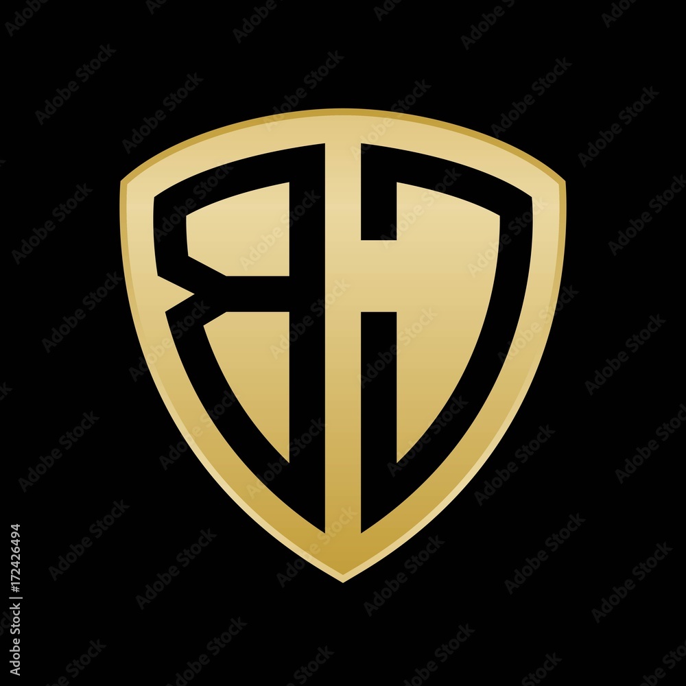Initial letters logo bj gold monogram shield shape vector Stock Vector ...