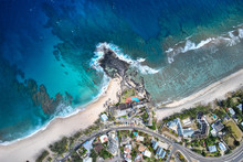 Old Effect Picture, Aerial View On Coast, Reunion Island, France