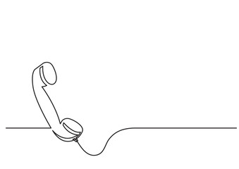one line drawing of isolated vector object - phone receiver