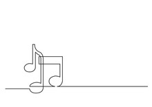 One Line Drawing Of Isolated Vector Object - Music Notes