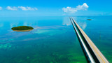 Road to Key West over seas and islands, Florida keys, USA.