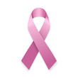 Realistic pink ribbon. Breast cancer awareness symbol isolated on white background.