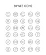 © perspectivexx - 30 Grey Web Icons with Hollow Round, Vector, Illustration