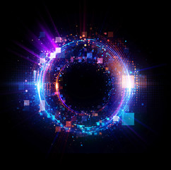 Wall Mural - abstract background. luminous swirling. elegant glowing circle. big data cloud. light ring..sparking