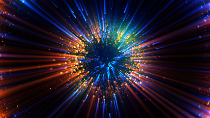 Wall Mural - abstract spacescape, black hole. star on dark background. magic explosion star with particles. speed
