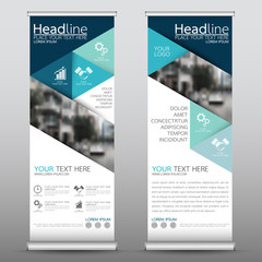Wall Mural - roll up business banner design vertical template vector, cover presentation abstract geometric backg