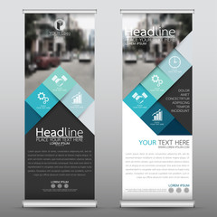Wall Mural - roll up business banner design vertical template vector, cover presentation abstract geometric backg