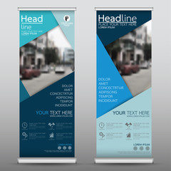 Wall Mural - roll up business banner design vertical template vector, cover presentation abstract geometric backg