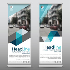 Wall Mural - roll up business banner design vertical template vector, cover presentation abstract geometric backg