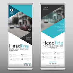 Wall Mural - roll up business banner design vertical template vector, cover presentation abstract geometric backg