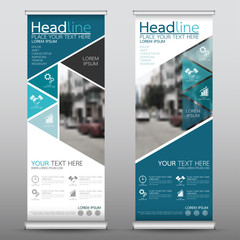 Wall Mural - roll up business banner design vertical template vector, cover presentation abstract geometric backg