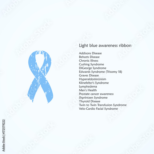 Painted awareness ribbon. Light blue ribbon. Isolated icon ...