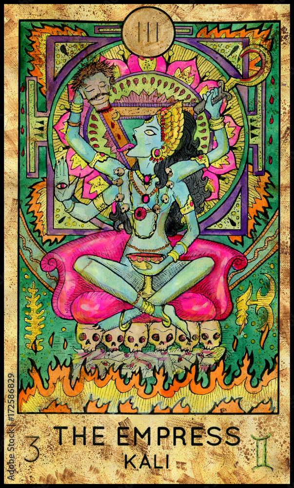 Empress. Kali Hindu Goddess. Fantasy Creatures Tarot full deck