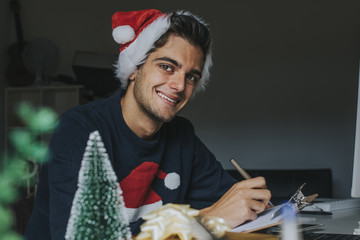 young at the office or studying at christmas