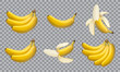 Set of realistic illustration bananas, 3d vector icons