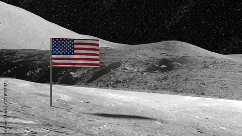 Dekoracja na wymiar  amerykanska-flaga-utknela-w-skalistej-powierzchni-ksiezyca-z-gwiazdami
