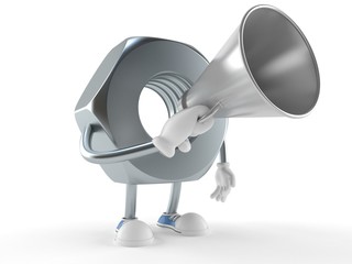 Poster - Nut character speaking through a megaphone