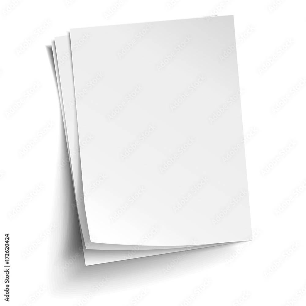 Vector Stack of three empty white sheets. Realistic empty paper note ...