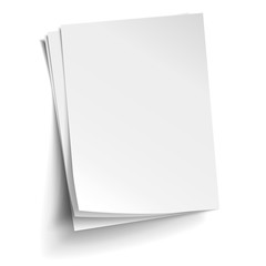 vector stack of three empty white sheets. realistic empty paper note templates of a4 format with sof