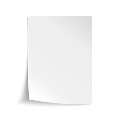 vector white sheet of paper. realistic empty paper note template of a4 format with soft shadows isol