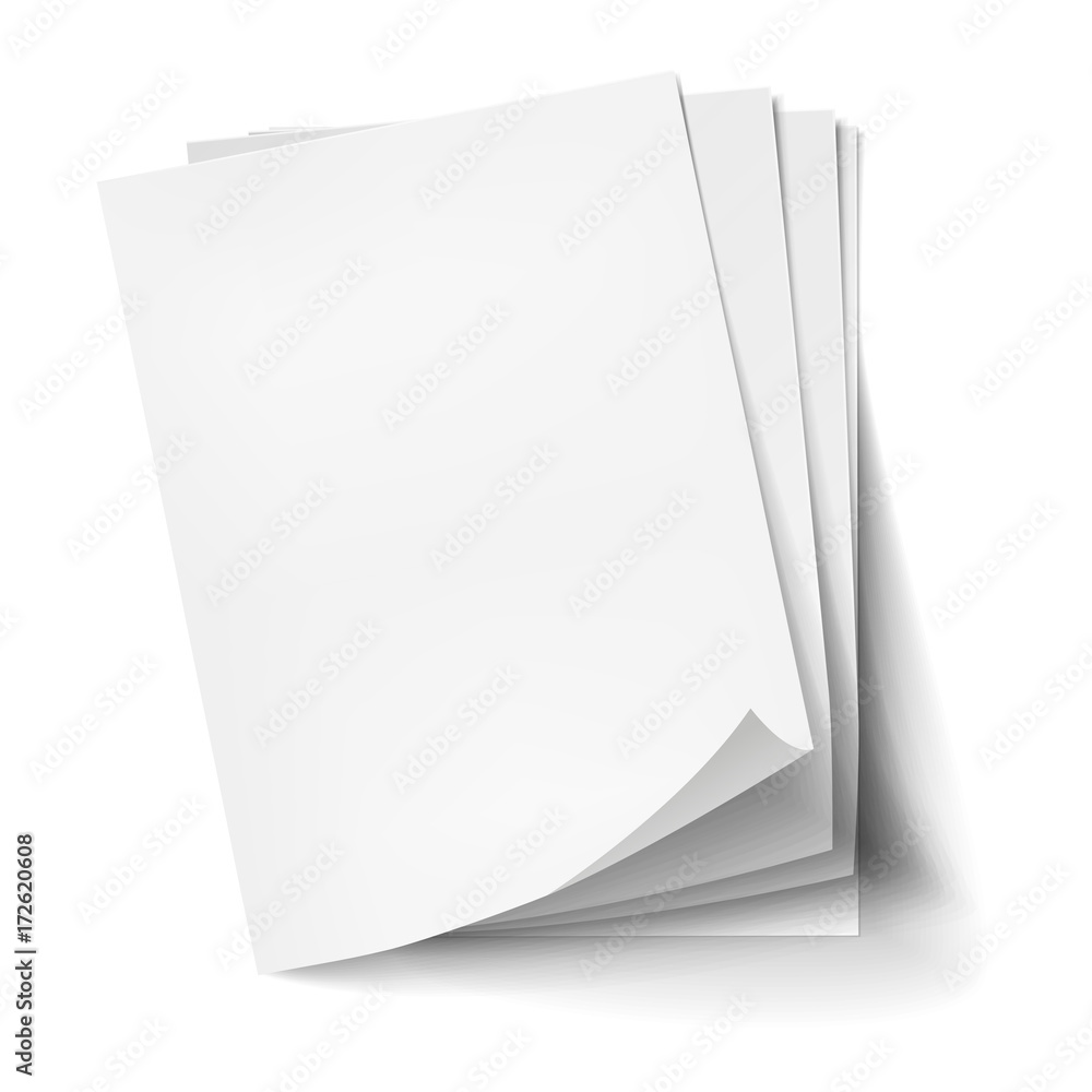Vector Stack of four empty white sheets. Realistic empty paper note ...
