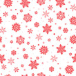 © raynv - Christmas seamless pattern with red snowflakes on white background. Winter New Year pattern.