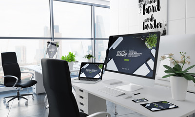 Wall Mural - office desktop digital agency