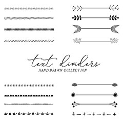 Text dividers hand drawn, branches separators, vector illustration