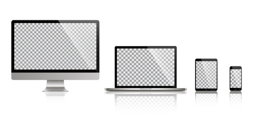 Wall Mural - realistic set of monitor, laptop, tablet, smartphone - stock vector