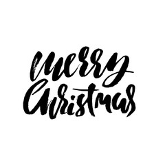 Wall Mural - Hand drawn phrase Merry Christmas. Modern dry brush lettering design. Vector typography illustration. Holiday poster.