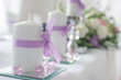 Wedding decoration - candles and flowers in a background (blur)