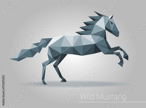 Polygonal Horse Low Poly Isolated Animal Triangular