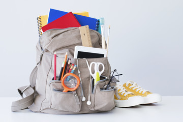 Wall Mural - Backpack with school supplies