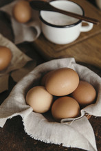 Brown Eggs On Table