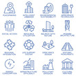 Vector set of thin linear 16 icons related to technology for intelligent urbanism, smart city and urban development. Mono line pictograms and infographics design elements - part 1