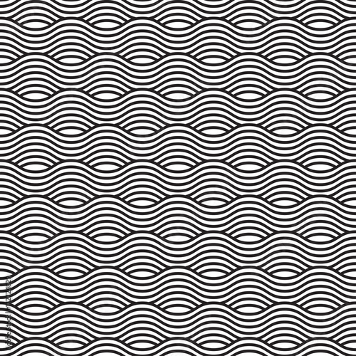 Dekoracja na wymiar  czarno-bialy-wzor-fali-bez-szwu-liniowy-projekt-ilustracja-wektorowa