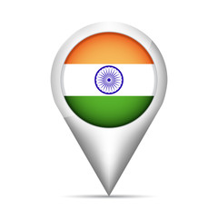 Aufkleber - India flag map pointer with shadow. Vector illustration